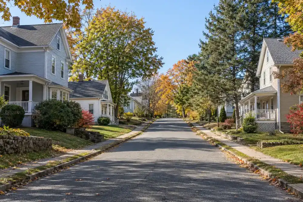 Illustration of a typical residential street in the Gardner, MA area