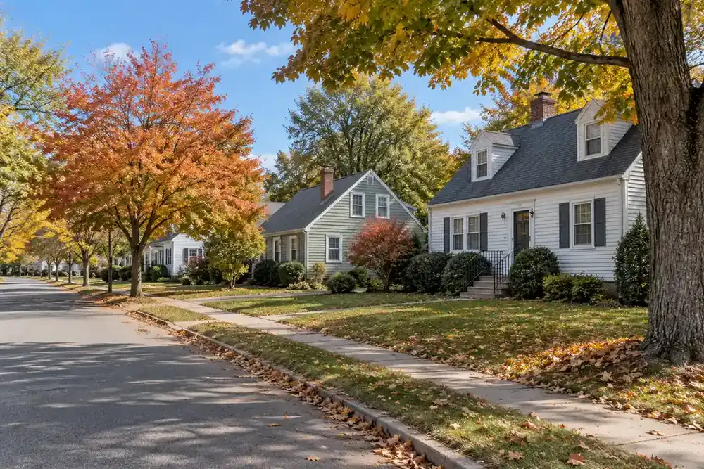 Illustration of a typical residential street in the Nashua, NH area